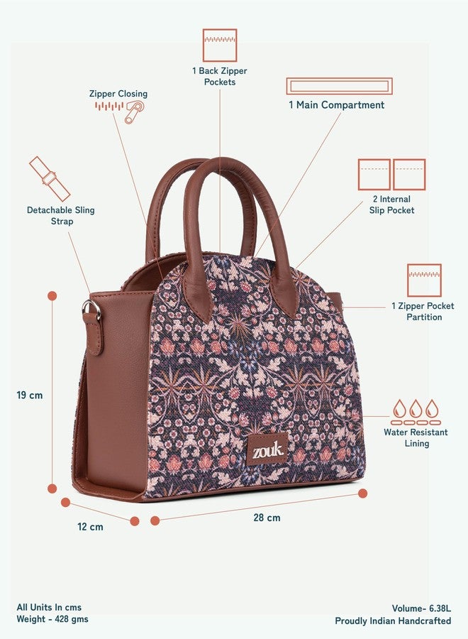 ZOUK Konkona City Satchel Bag | Stylish Handbag for Women | Tote Bag with Big Size Utility | Office, Travel & Casual Use | Water-Resistant | Vegan Leather | Kolkata Nouveau - Image 4